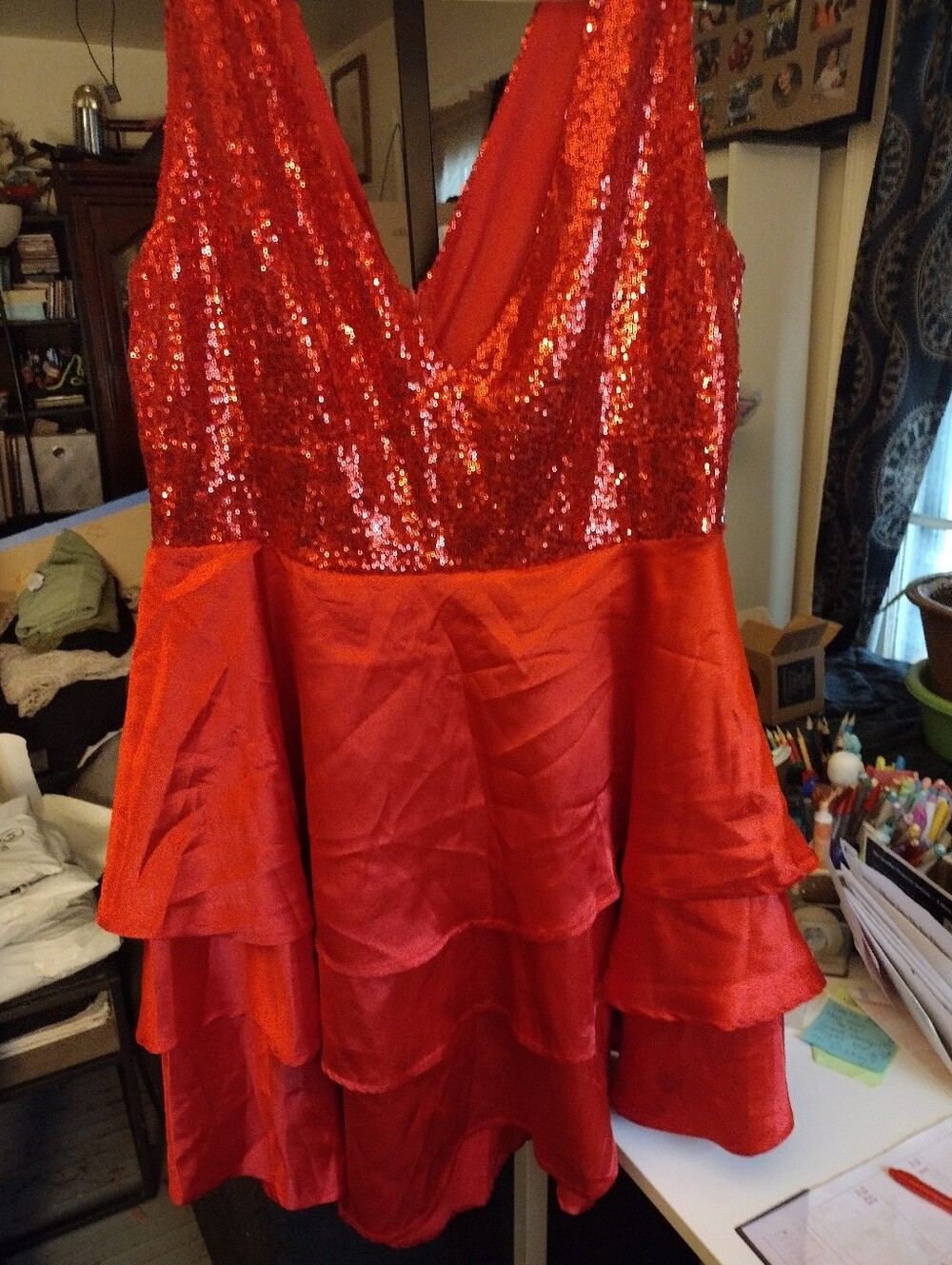 NWOT Red Sequin V-Neck Party Dress XL